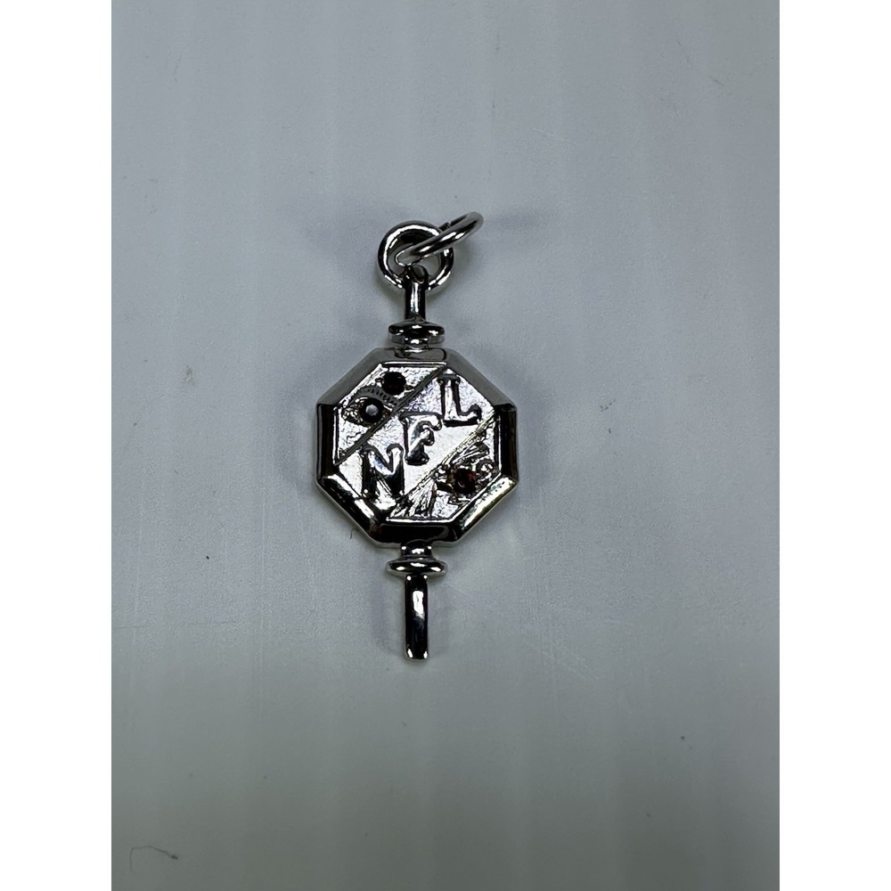 Vintage NFL National Forensic League Pendant Silver Tone 3 Red Stones 1 inch